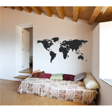 Carte du monde vinyle autocollant d&#39;art mural | Autocollant amovible décor à la maison de la terre facile à appliquer des autocollants graphiques muraux